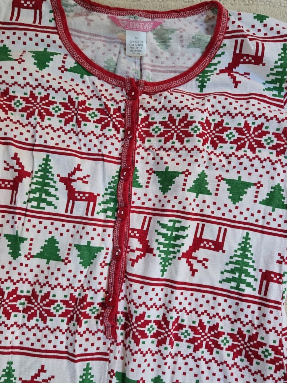 Love Loungewear Christmas Tree & Reindeer Holiday Onesie Size Small - Picture 4 of 4